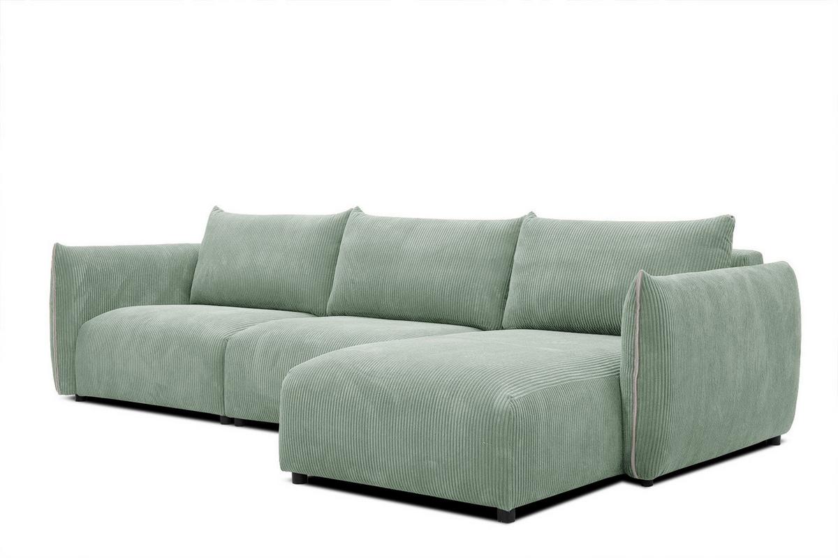 ECKSOFA TAUER 5-Sitzer, mintgrün - Schwarz/Mintgrün, Holzwerkstoff/Kunststoff (294/173cm) - Wozimo