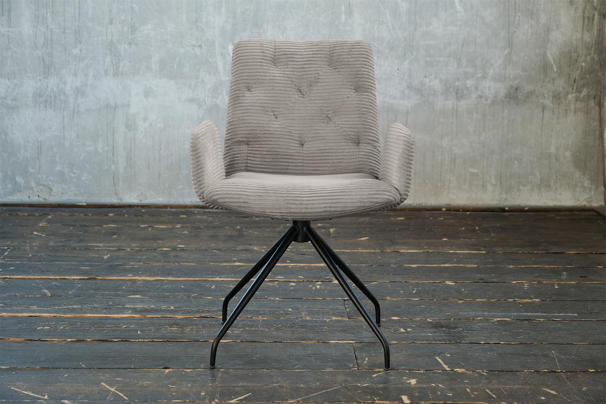 DREHSTUHL NEW CHARME Steingrau Cord (1er-Set) - Grau, Textil (59/87/66cm) - KAWOLA