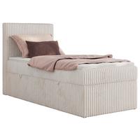 BOXBETT TILIANO 90/200 - Beige Cord - H4 - Visco Topper - Links - Beige, Textil (90/200cm) - MKS