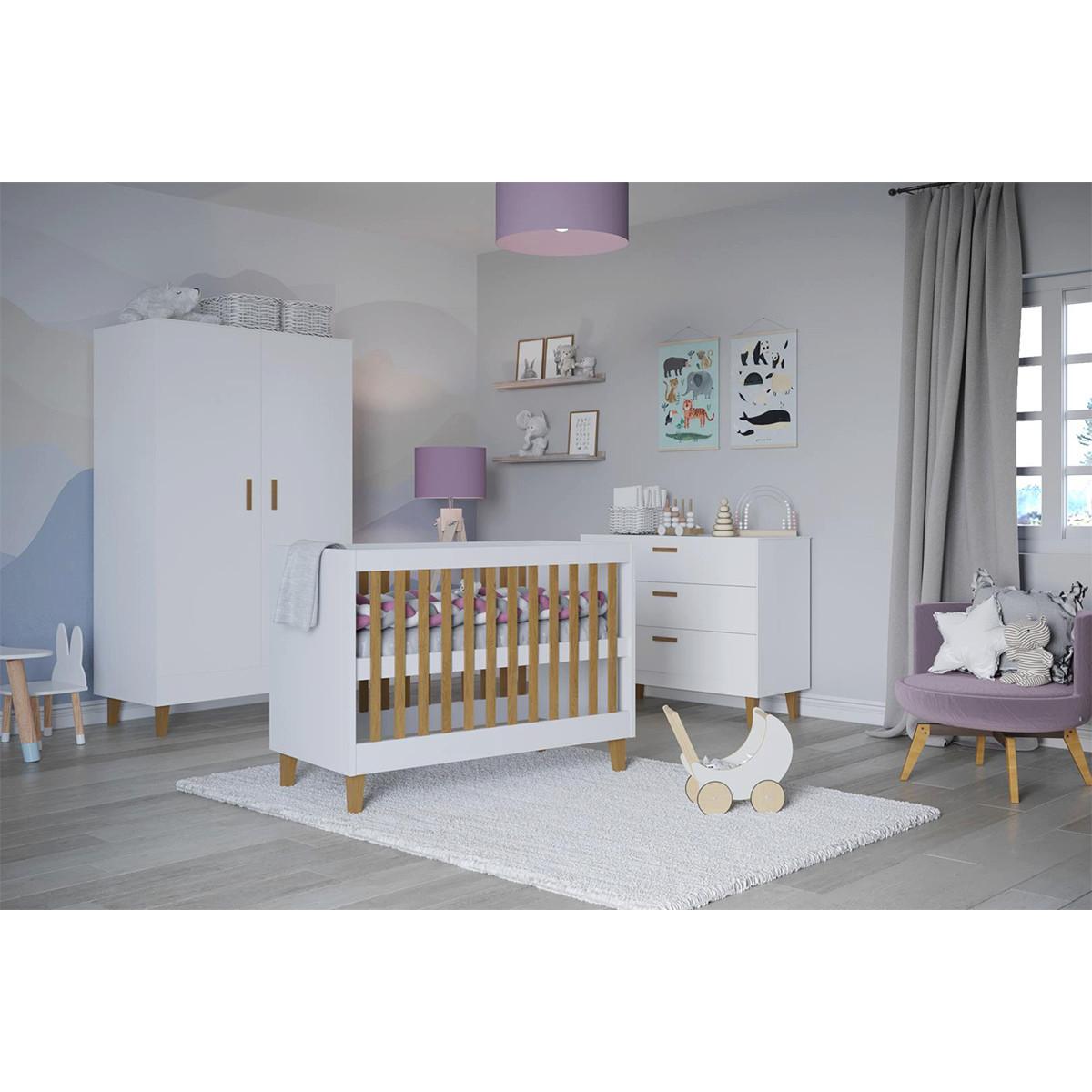 BABYZIMMER 3-teilig Kubi Weiß - Weiß, Holzwerkstoff (66/90/124cm) - Petits-meubles