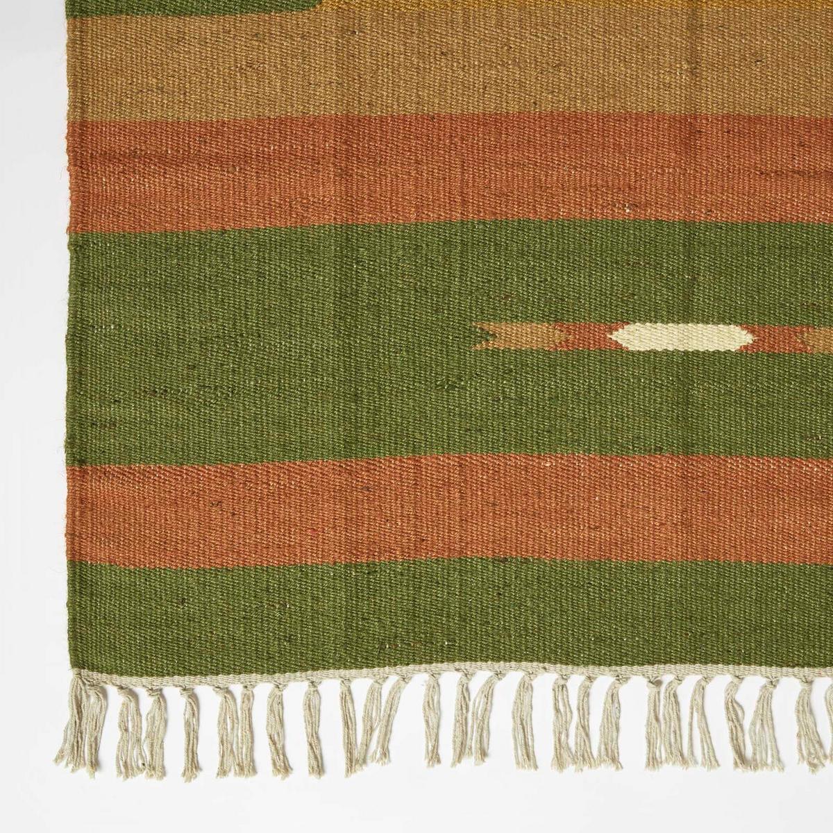KELIM-TEPPICH Lundi Green handgewebt 240/300 cm - Waldgrün/Multicolor, Textil (240/300cm) - Homescapes