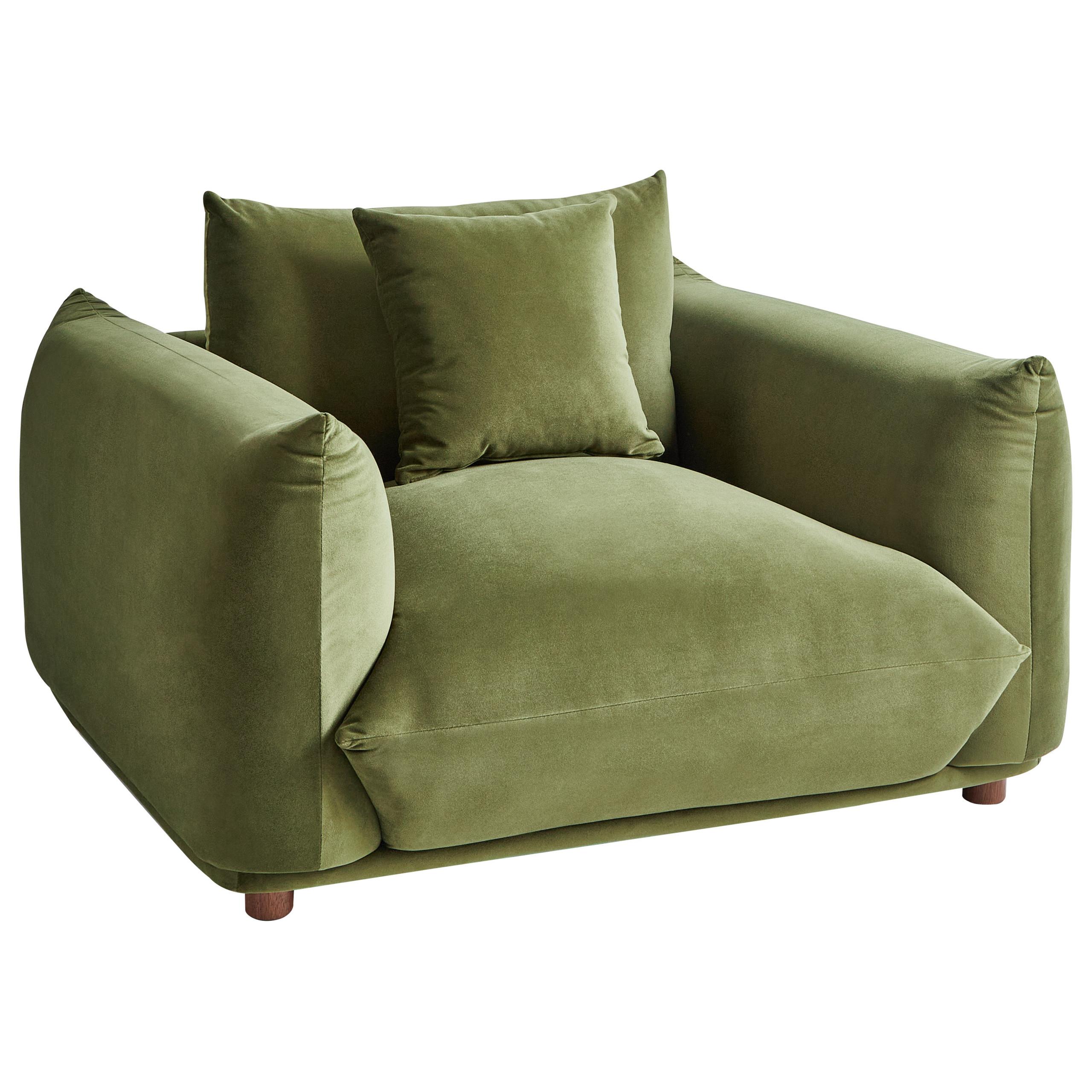 SESSEL Samtstoff Grün Luvos - Braun/Grün, Textil (120/74/108cm) - Beliani