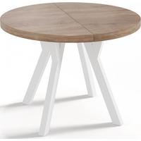 ESSTISCH Twixy runder ausziehbarer, Sonoma Eiche 100-150/100/76 cm - Weiß/Sonoma Eiche, Holz/Holzwerkstoff (100/150/76cm) - WFL GROUP