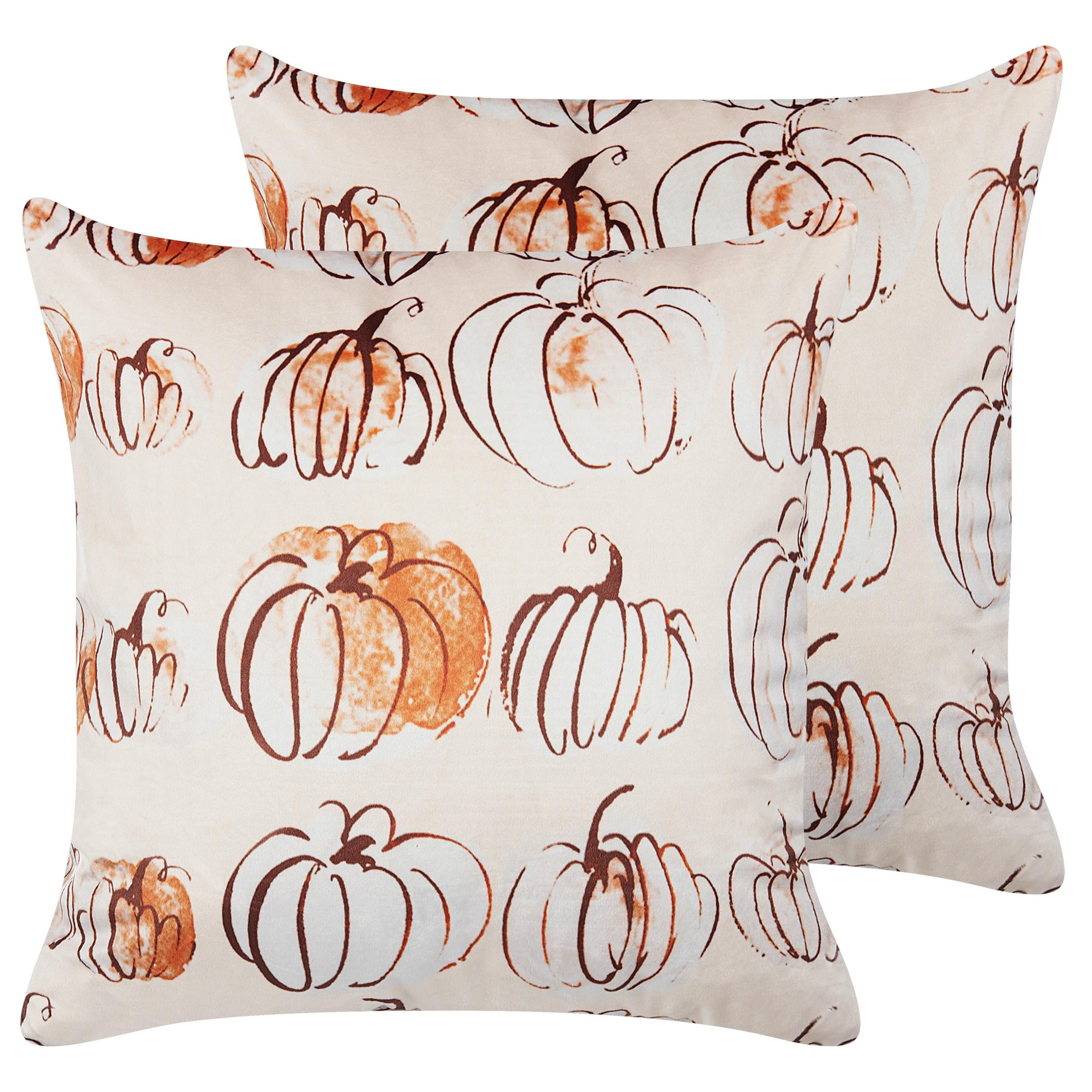 DEKOKISSEN 2er-Set Beige 45/45 cm Cucurbita - Beige, Textil (45/45cm) - Beliani