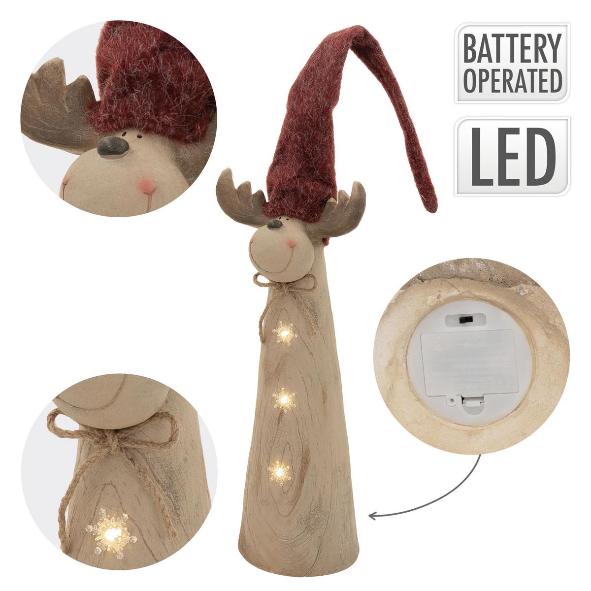 WEIHNACHTSELCH-FIGUR mit LED-Beleuchtung Weihnachtsdeko Innen höhenverstellbar 80-113 cm Braun Holzoptik - Braun, Stein (24/113/16cm) - ECD-Germany