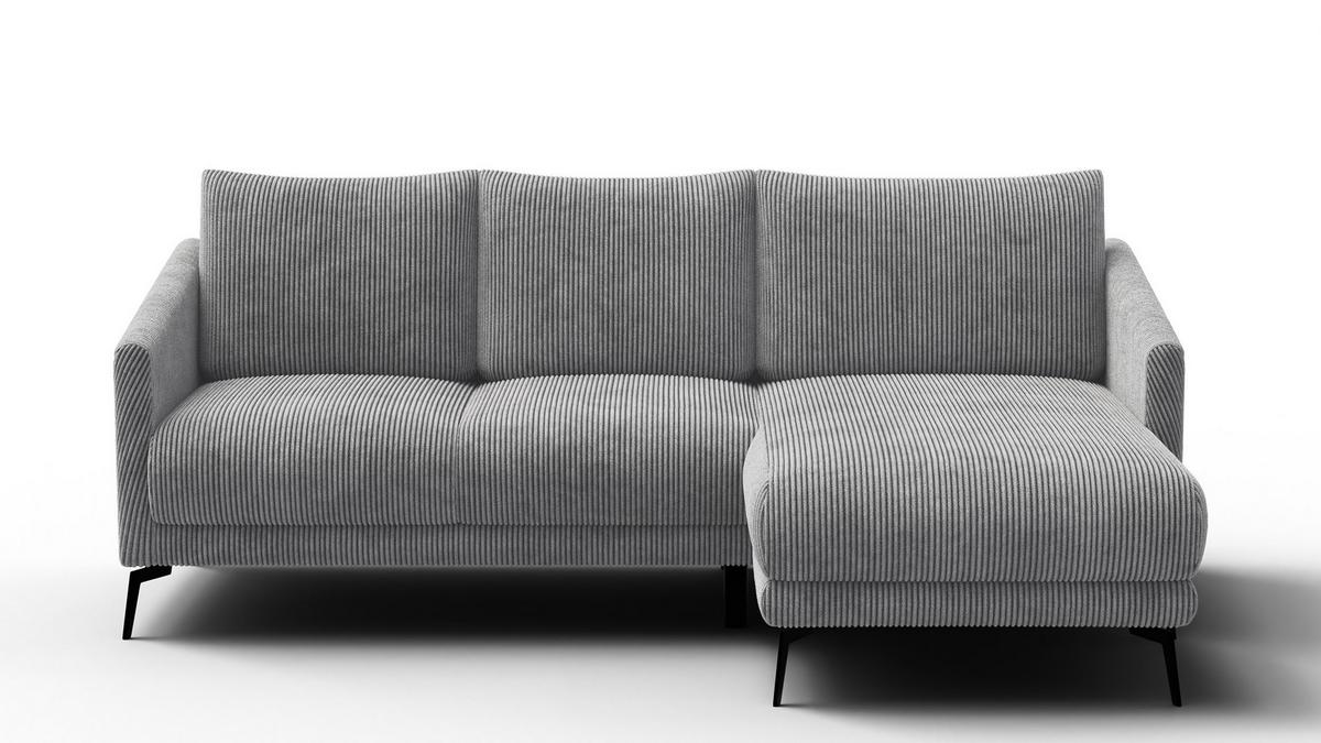 ECKSOFA VILT 3-Sitzer, hellgrau - Hellgrau/Schwarz, Holzwerkstoff/Textil (221/156cm) - Wozimo