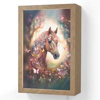 WANDLEUCHTE Pferd - Natur - Blumen - Schmetterlinge - Wald 20x30 cm - Dunkelbraun, Holzwerkstoff (20/30/8cm) - OnlyWow