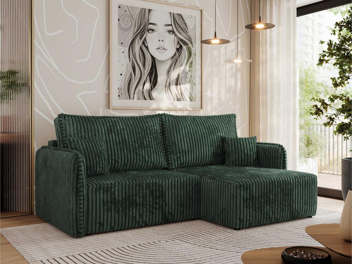 ECKSCHLAFSOFA MESTO L Grün Cord - rechts - Schwarz/Grün, Kunststoff/Textil (147/227cm) - MKS