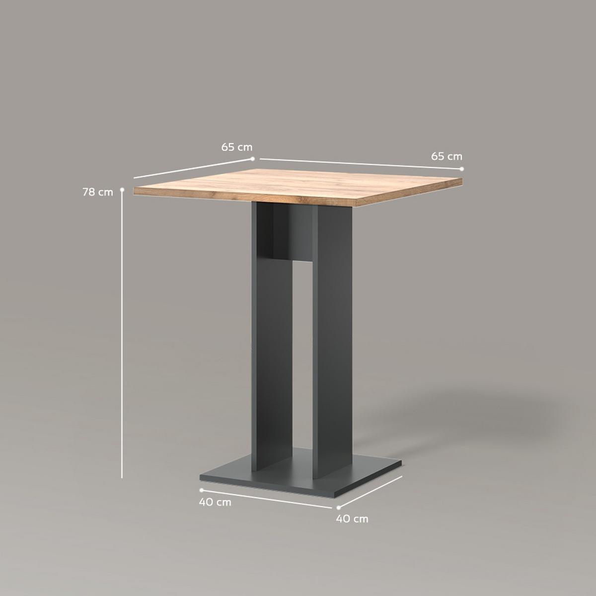 ESSTISCH Regusa Anthrazit 65 x 78 cm - Anthrazit, Holzwerkstoff (65/65/78cm) - Livinity®