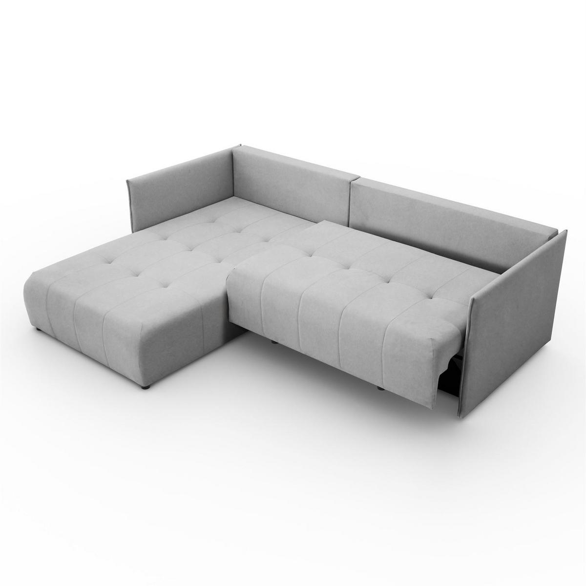 ECKSOFA APOLLO L mit Schlaffunktion und Bettkasten – linke Seite - Grau, Textil (246/188cm) - Lookway