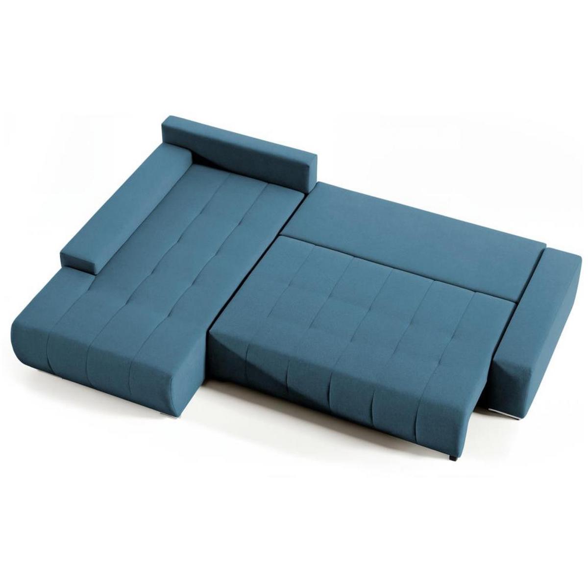 ECKSOFA Draco L blau links - Blau/Chromfarben, Textil/Metall (267/186cm) - Beautysofa