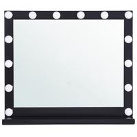 BADSPIEGEL mit LED-Beleuchtung schwarz rechteckig 50/60 cm Beauvoir - Schwarz, Metall (60/50/2cm) - Beliani