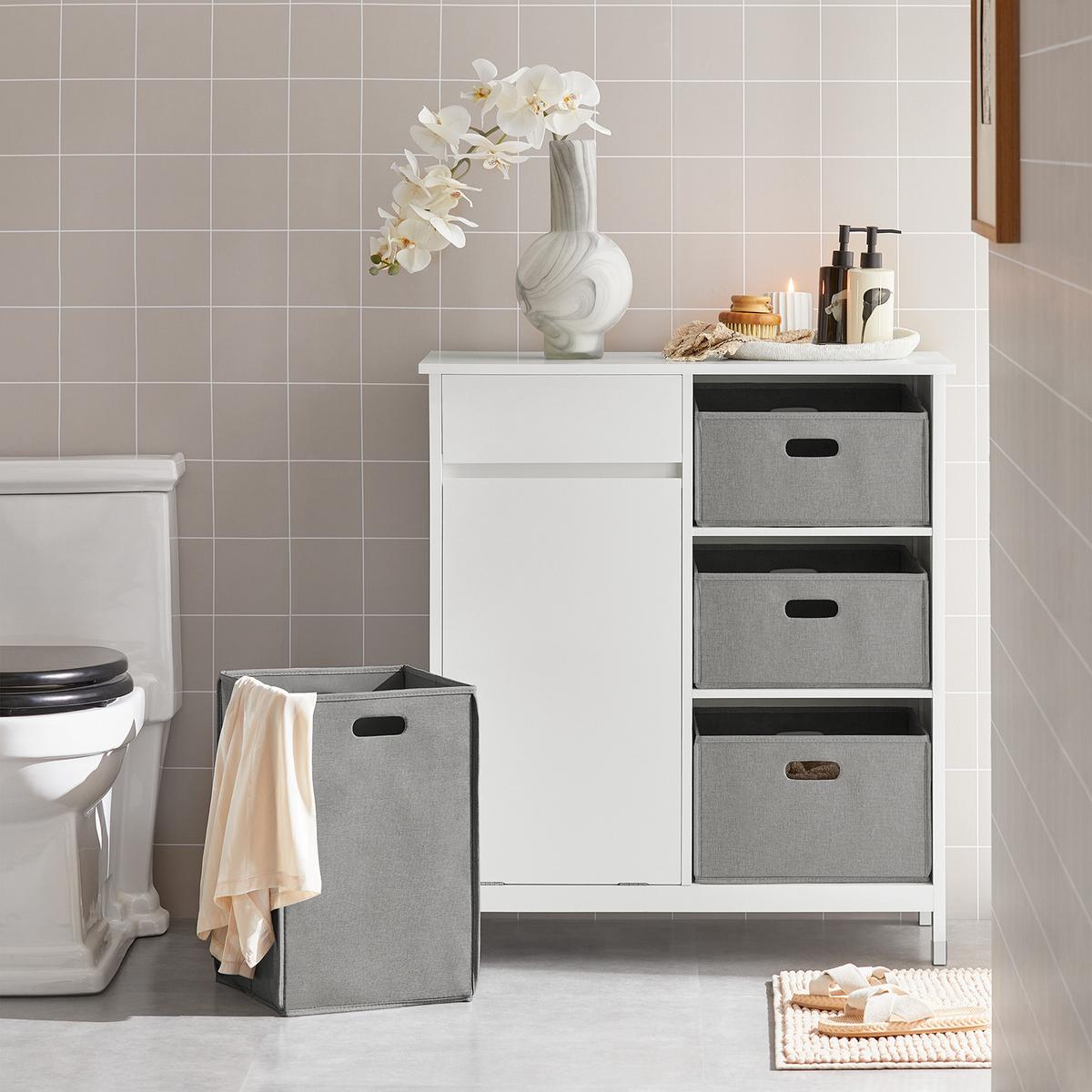 WÄSCHESCHRANK Weiß - Weiß, Holzwerkstoff (80/91/38cm) - SoBuy