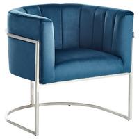 SESSEL Samtstoff Blau Larvik - Blau/Silberfarben, Textil (73/72/66cm) - Beliani