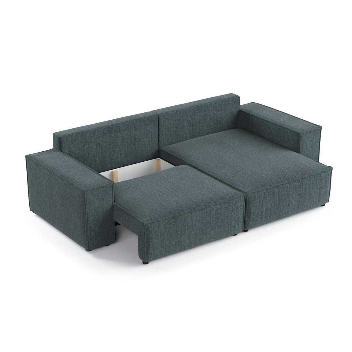 ECKSOFA CAVO mit Schlaffunktion Blaugrau im City Stoff - Blaugrau/Schwarz, Holz/Holzwerkstoff (255/148cm) - AltaBeds