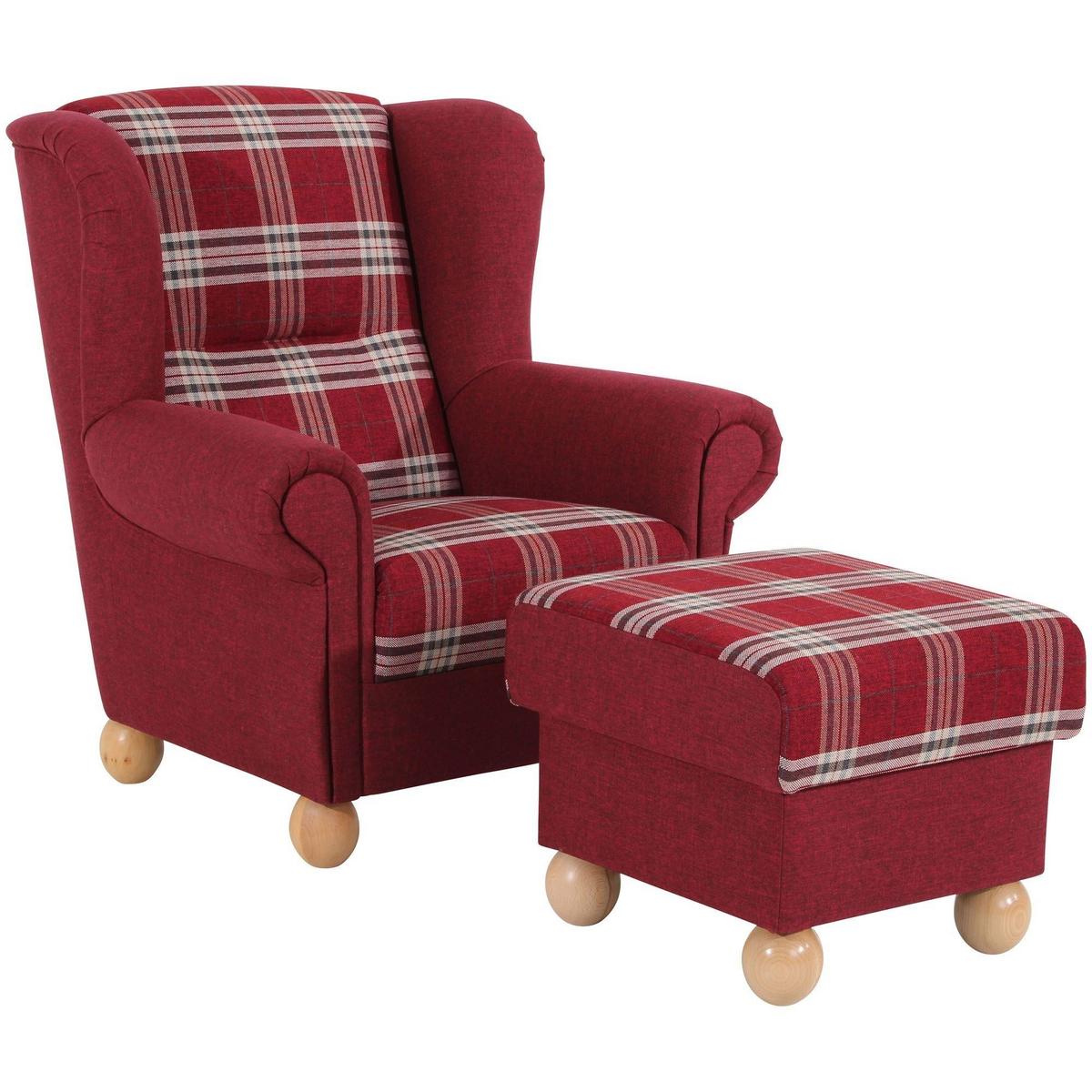 OHRENBACKENSESSEL Kasha Bezug Flachgewebe Buche natur / rot - Rot/Buchefarben, Kunststoff (93/103/87cm) - 58aufmkessel