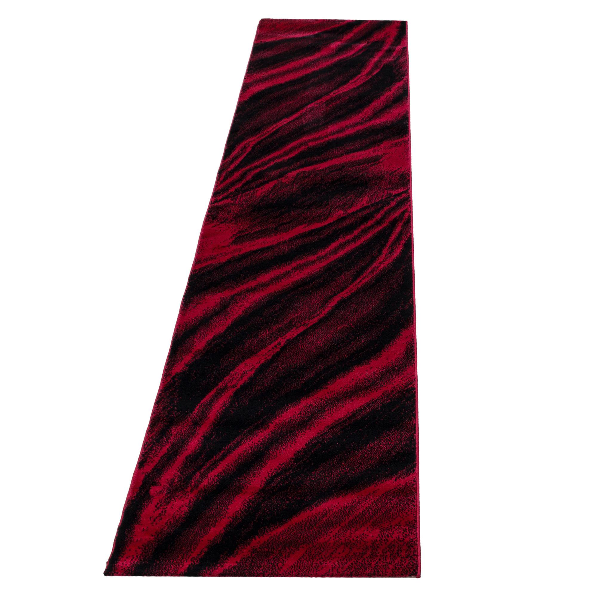 KURZFLORTEPPICH ASPEN, mit abstraktem Wellenmuster, Rot, 80 x 300 cm - Rot, Textil (80/300cm) - KADIMA DESIGN