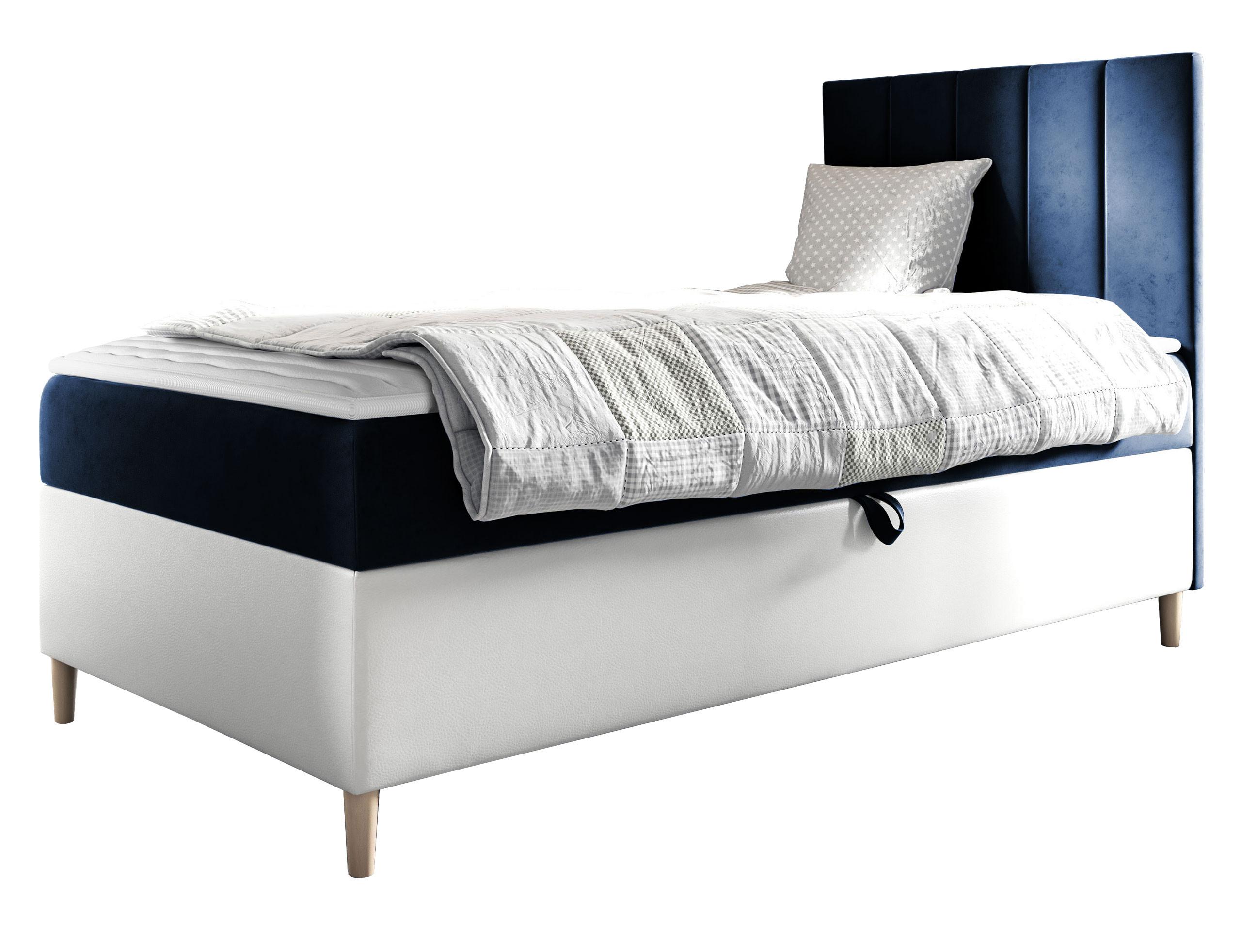 BOXBETT Maja Junior 1, Seite zum Öffnen des Bettkastens: Rechts - H3 - Blau/Weiß, Holz (90/200cm) - MIRJAN24