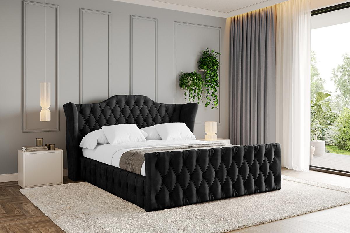 POLSTERBETT mit Bettkasten, Fußteil und Lattenrost, Boxbett mit Matratze H3/H4 - MODY-Z 120x200 Schwarz - Schwarz, Holzwerkstoff/Textil (120/200cm) - ALTDECOR
