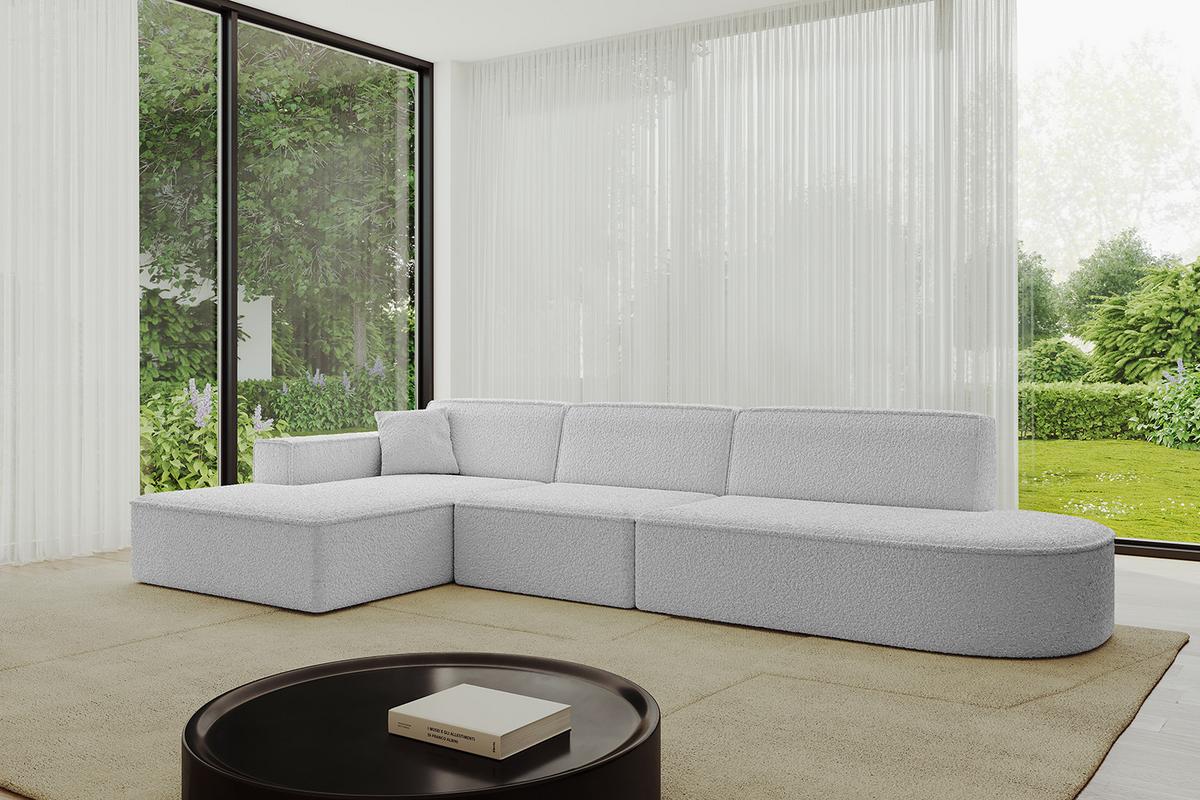 ECKSOFA Ottomane Links IREA-L2-v4 - 327x165x77 cm Hellgrau - Hellgrau, Holzwerkstoff/Textil (327/165cm) - ALTDECOR