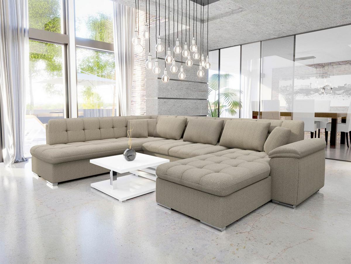 WOHNLANDSCHAFT Niko Bis Premium, Seite: Rechts - Sandfarben, Holz/Textil (348/76/205cm) - MIRJAN24