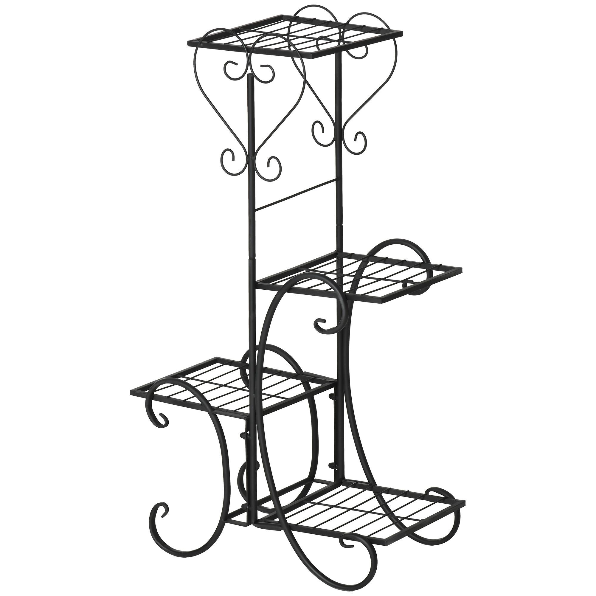 BLUMENSTÄNDER, Metall, Schwarz - Schwarz, Metall (24.5/80/45cm) - Outsunny