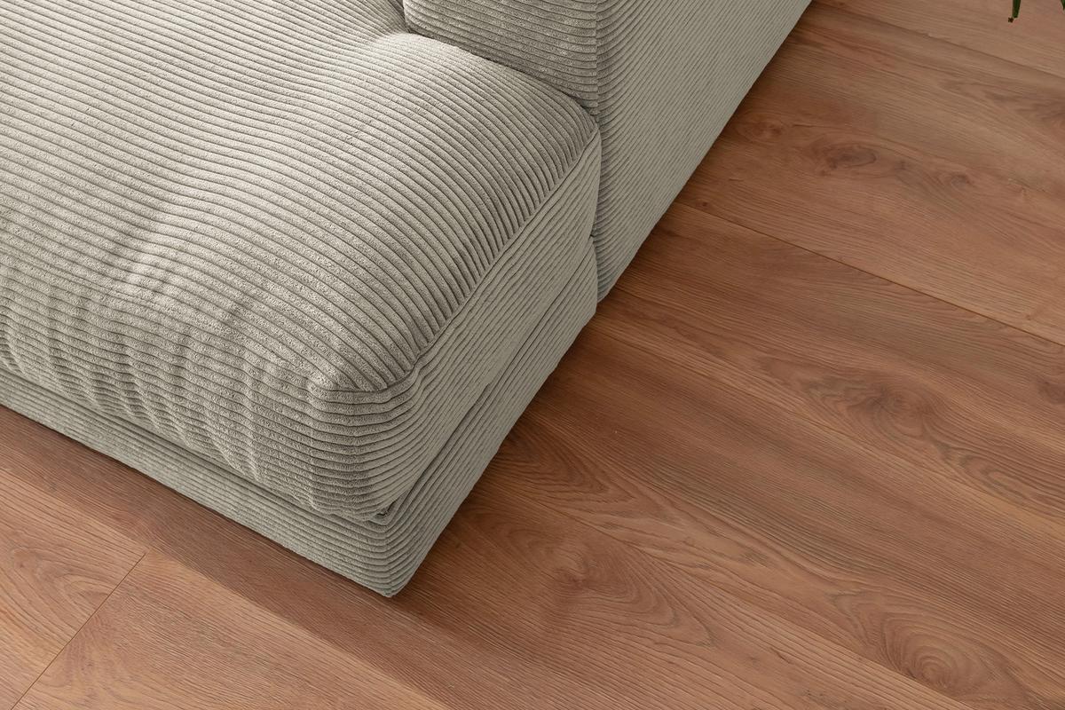 BIG SOFA XL MIT TABLETT MADELINE Steingrau Cord - Greige/Schwarz, Kunststoff/Textil (290/85/190cm) - KAWOLA
