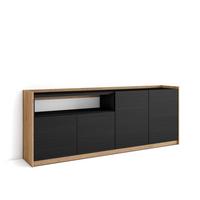 SIDEBOARD, Highboard, Schwarz Eiche, 207/37/80cm - Schwarz, Holzwerkstoff (207/80/37cm) - Skraut Home