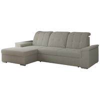 ECKSOFA MADRITO L - Hellgrau Boucle - Links - Silberfarben/Hellgrau, Textil/Metall (160/256cm)