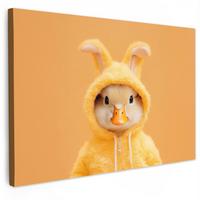 LEINWANDBILD Osterhase - Kostüm - Ente Wanddeko 90x60 cm - Gelb, Textil (90/60cm) - MuchoWow