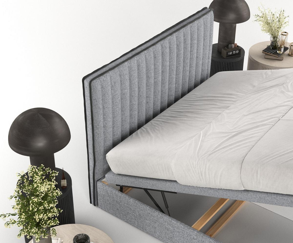 POLSTERBETT Keva mit Stauraum 140/200 cm Grau im Alta Stoff - Schwarz/Grau, Holz/Holzwerkstoff (140/200cm) - AltaBeds