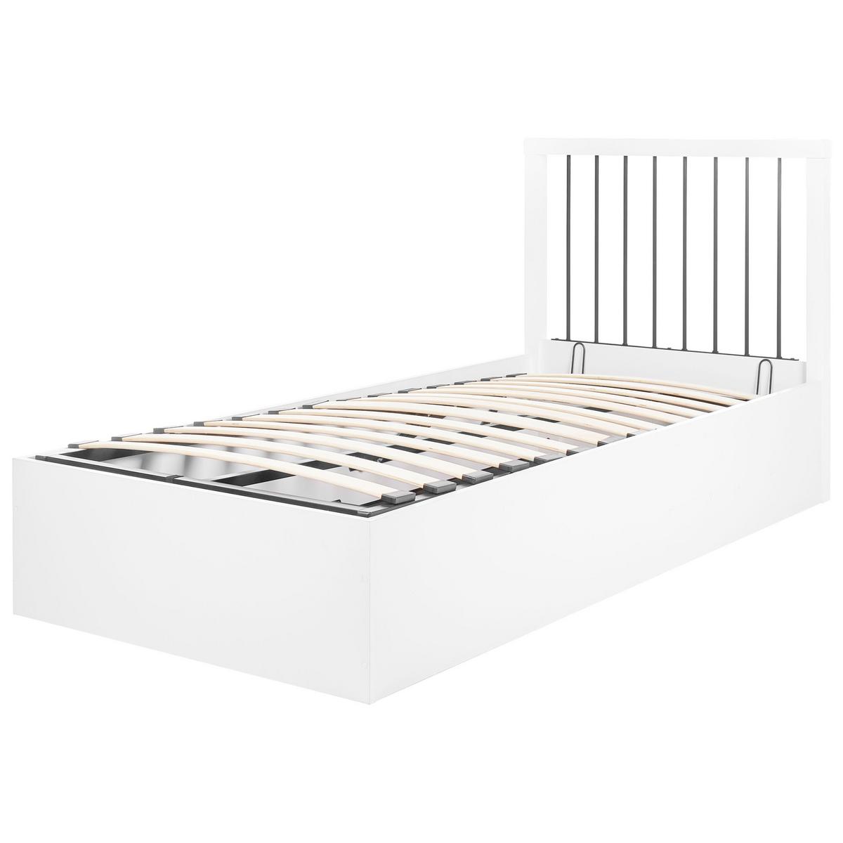 BETT mit Stauraum 90/200 cm MDF-Platte Cremeweiß Rouvillers - Creme, Holz (90/200cm) - Beliani