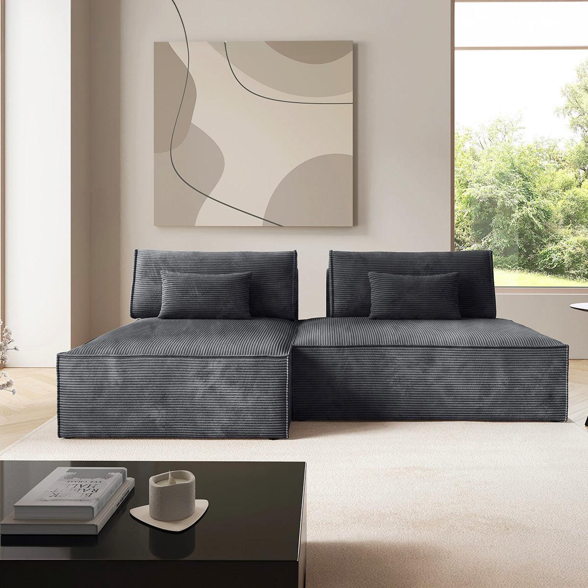 ECKSOFA Georgia Grau - Grau, Holz (236/148cm) - Petits-meubles