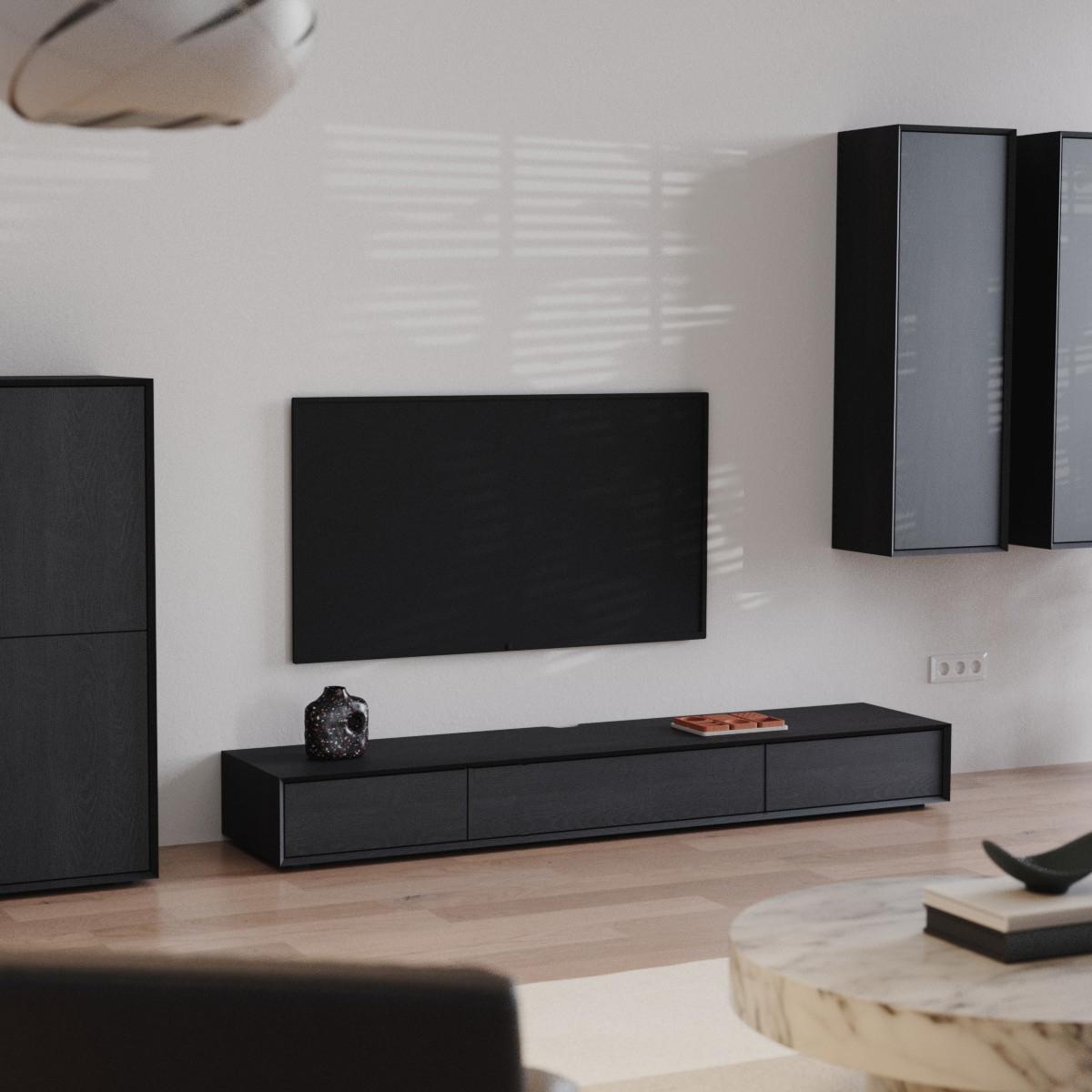 TV-MÖBEL mit 2 Abattants 43/200/22 cm - Eichefarben, Holzwerkstoff (43/22/46.5cm) - Calicosy