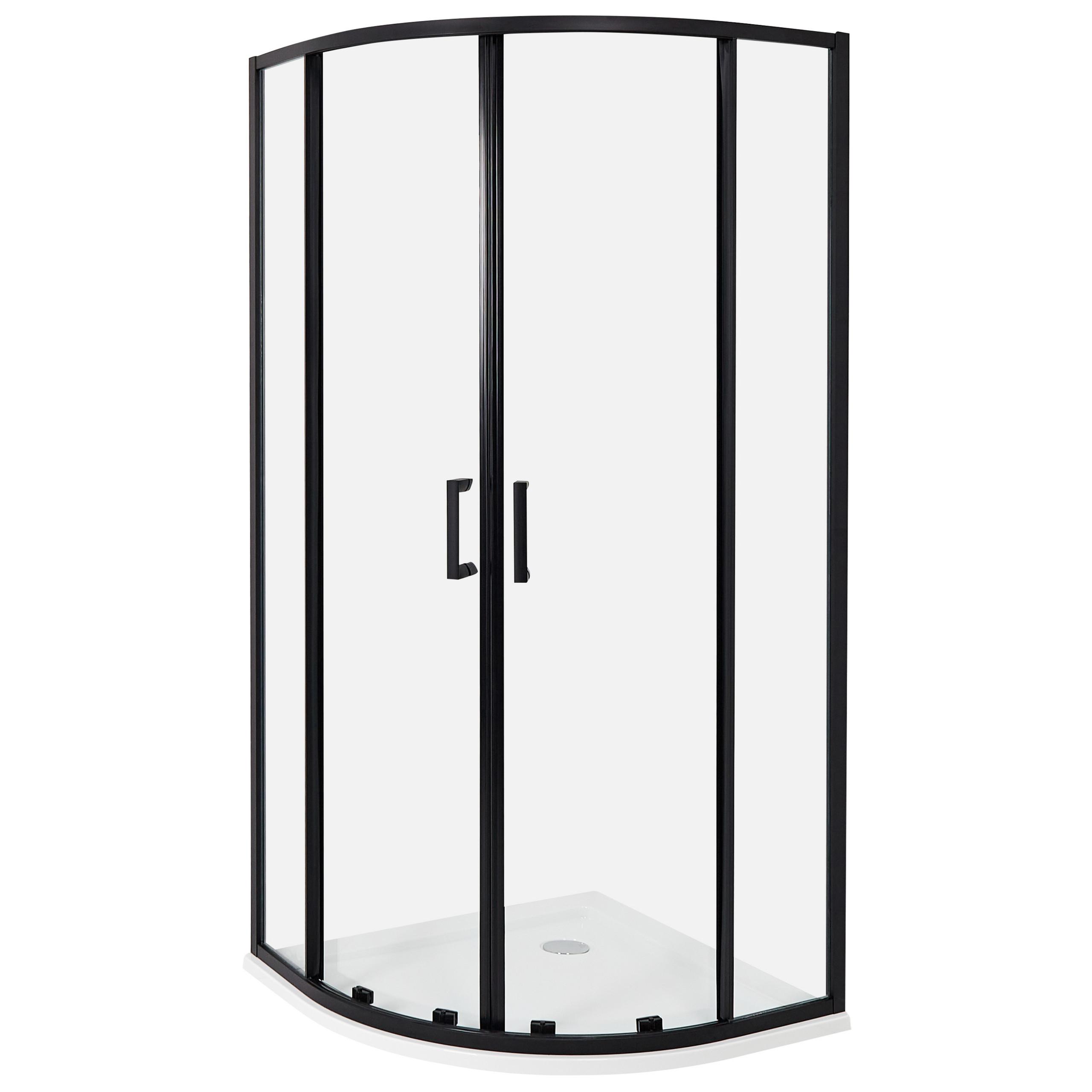 DUSCHKABINE 90/90/185 cm Schwarz Jukatan - Transparent/Schwarz, Glas (90/90/185cm) - Beliani
