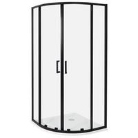 DUSCHKABINE 90/90/185 cm Schwarz Jukatan - Transparent/Schwarz, Glas (90/90/185cm) - Beliani