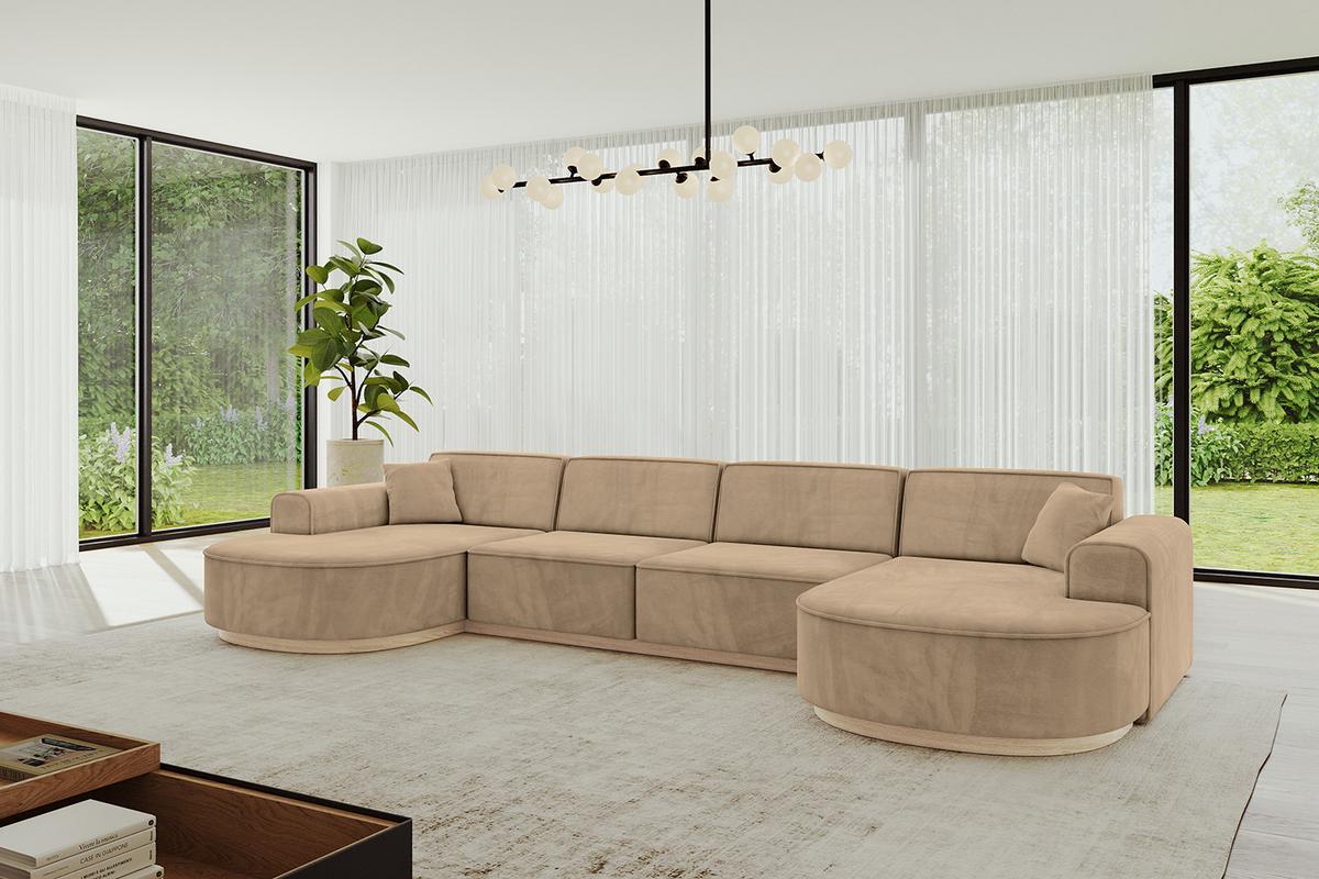 WOHNLANDSCHAFT MARI-U2-v1 - 388x171x83 cm Taupe Velours - Taupe, Holzwerkstoff/Textil (388/83/171cm) - ALTDECOR