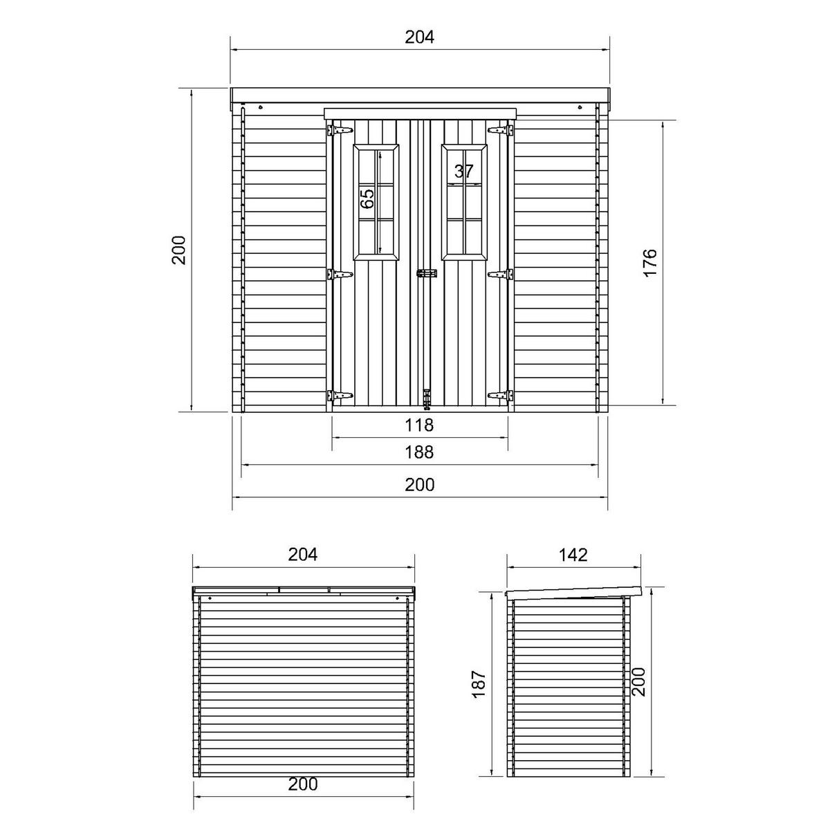 HOLZHAUS GARTENHAUSM 311C HOLZHAUS GARTENHAUS - B204xL142xH200 cm/ 2,22 m2 - Beige, Holz (200/200/142cm) - Timbela