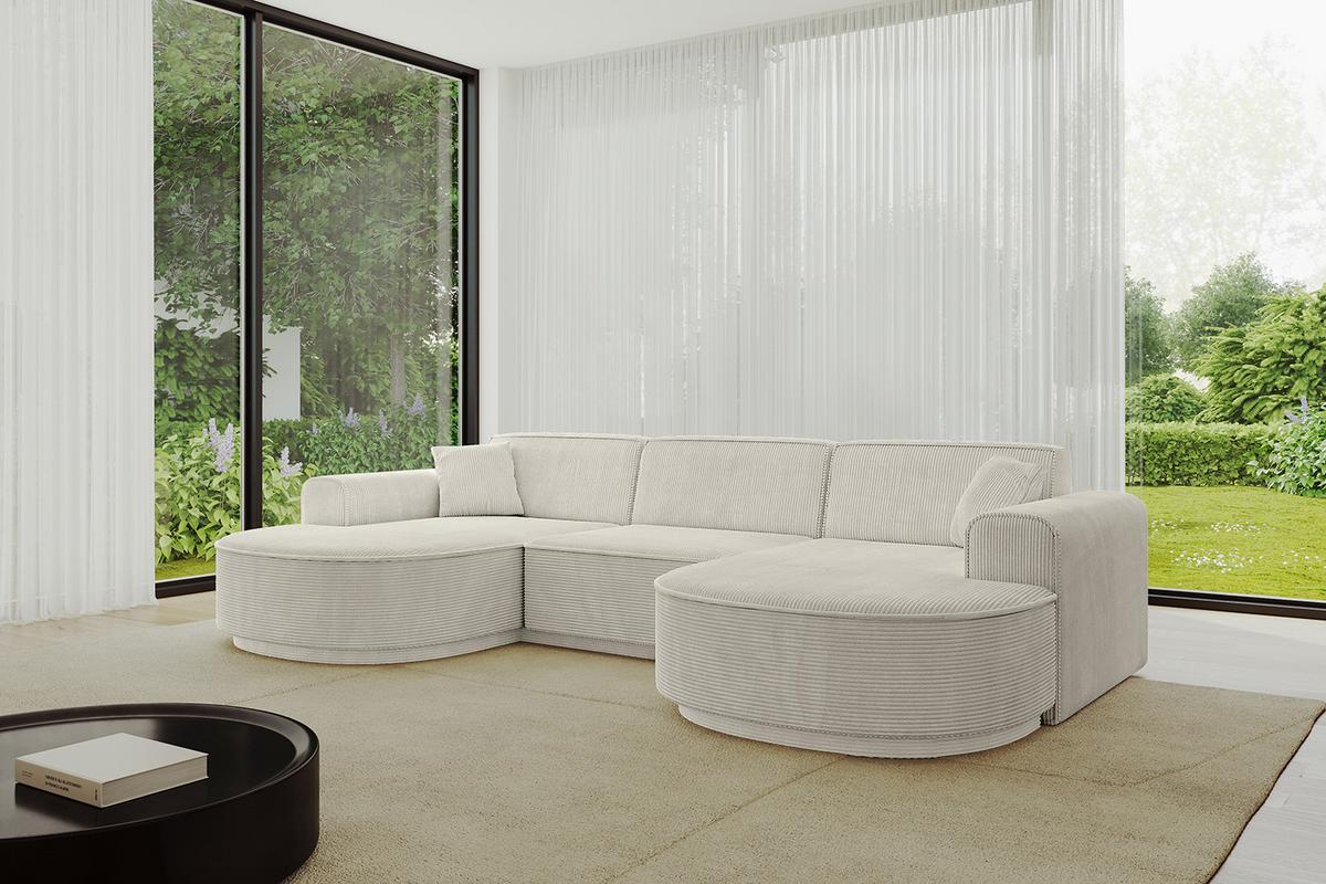 WOHNLANDSCHAFT MARI-U1-v3 - 303x171x83 cm Creme Cord - Hellgrau/Creme, Holzwerkstoff/Kunststoff (303/83/171cm) - ALTDECOR