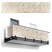BALKON-SICHTSCHUTZ Ziegel - Wand - Licht - Weiß Deko XXL 500x110 cm - Creme, Kunststoff (500/110cm) - MuchoWow