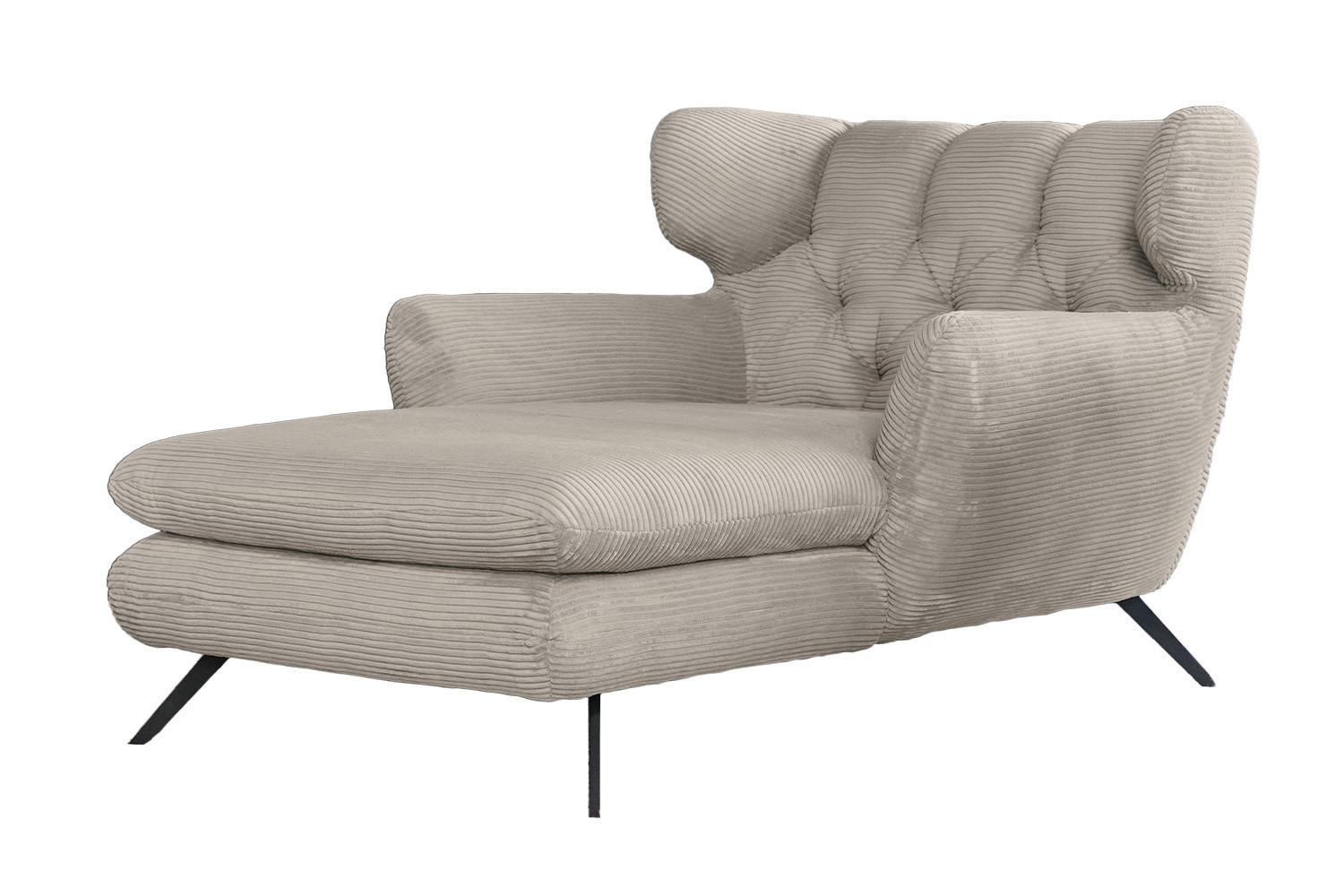 LONGSEAT CHAMRE Grau Cord - Schwarz/Grau, Textil/Metall (130/95/160cm) - KAWOLA