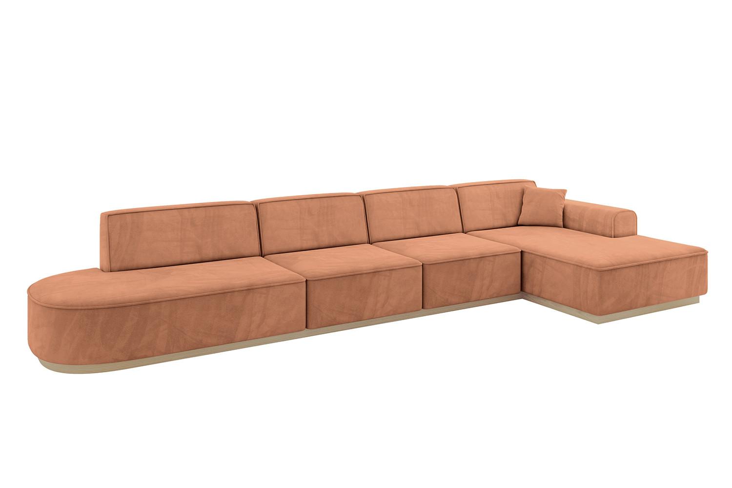 ECKSOFA Ottomane Rechts IREA-L3 - 413x171x83 cm Koralle - Koralle, Holzwerkstoff/Textil (171/413cm) - ALTDECOR
