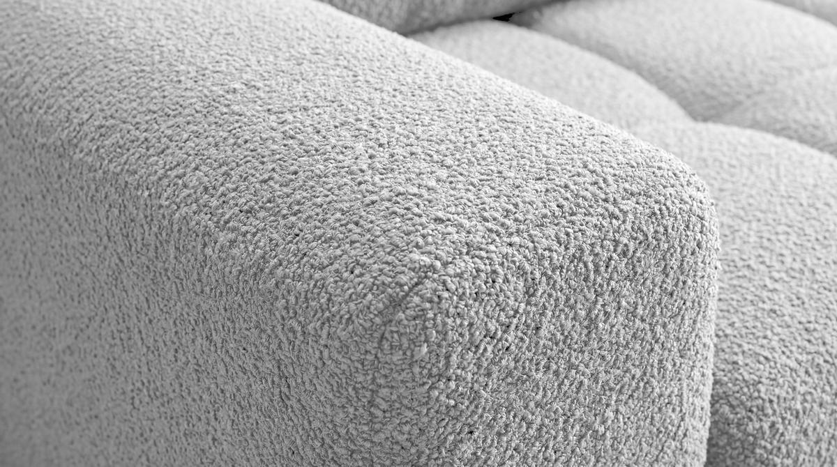 ECKSOFA Ovia mit Bettkasten und Schlaffunktion, Bouclé-Stoff in L-Form - Hellgrau, Textil (270/185cm)