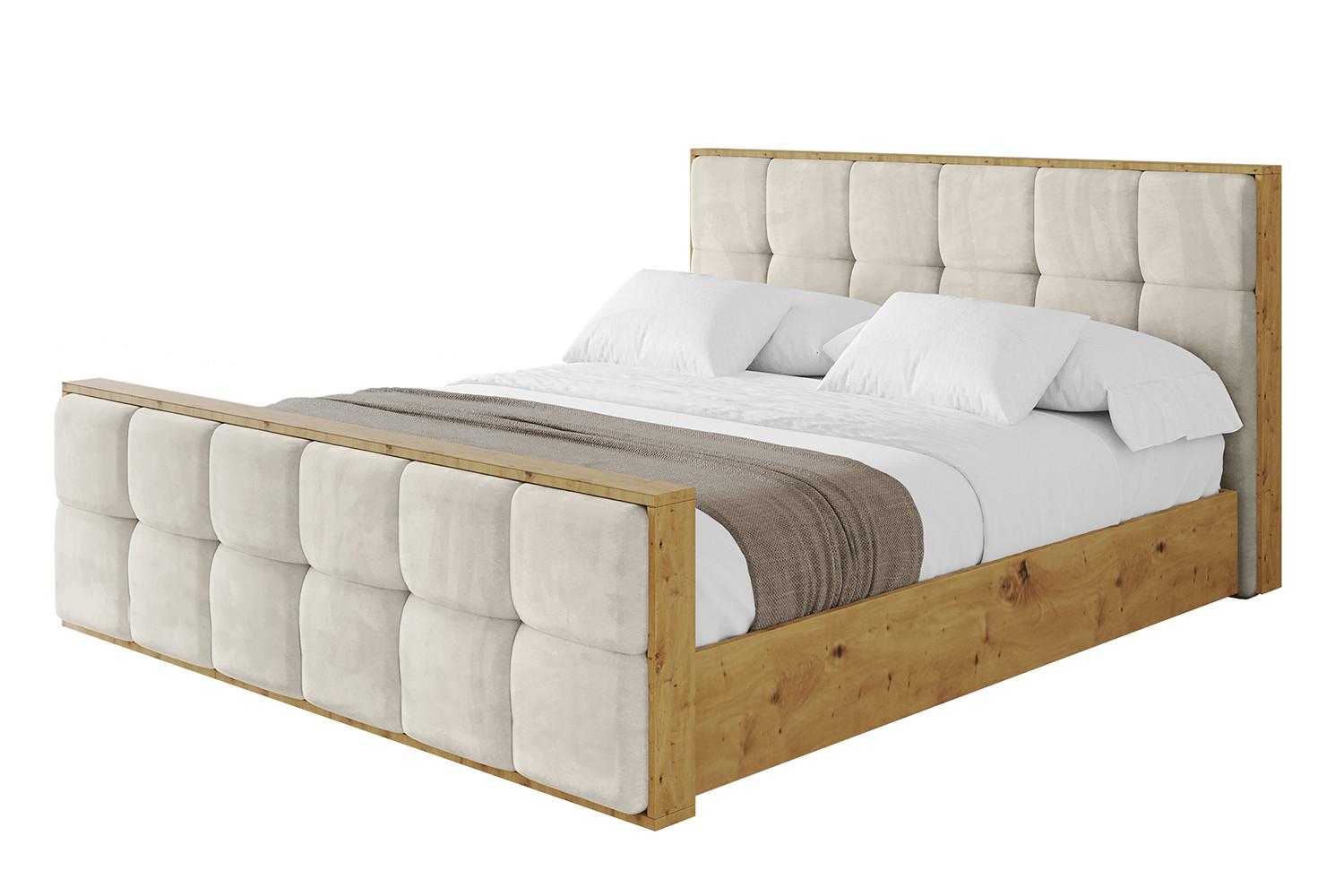 POLSTERBETT mit Bettkasten, Fußteil und Lattenrost, Boxbett ohne Matratze - ENZO7-Z 120x200 - Ecru, Holzwerkstoff/Textil (120/200cm) - ALTDECOR