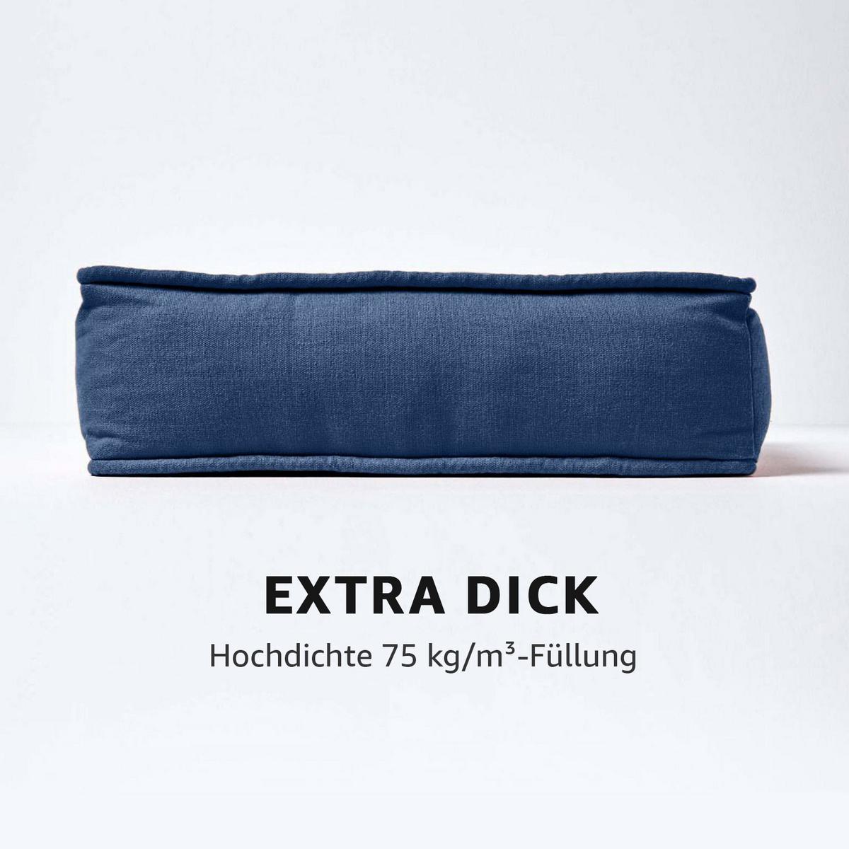 SITZKISSEN dunkelblau 40/40/10 cm – Stuhlkissen Baumwolle - Dunkelblau, Textil (40/40/10cm) - Homescapes