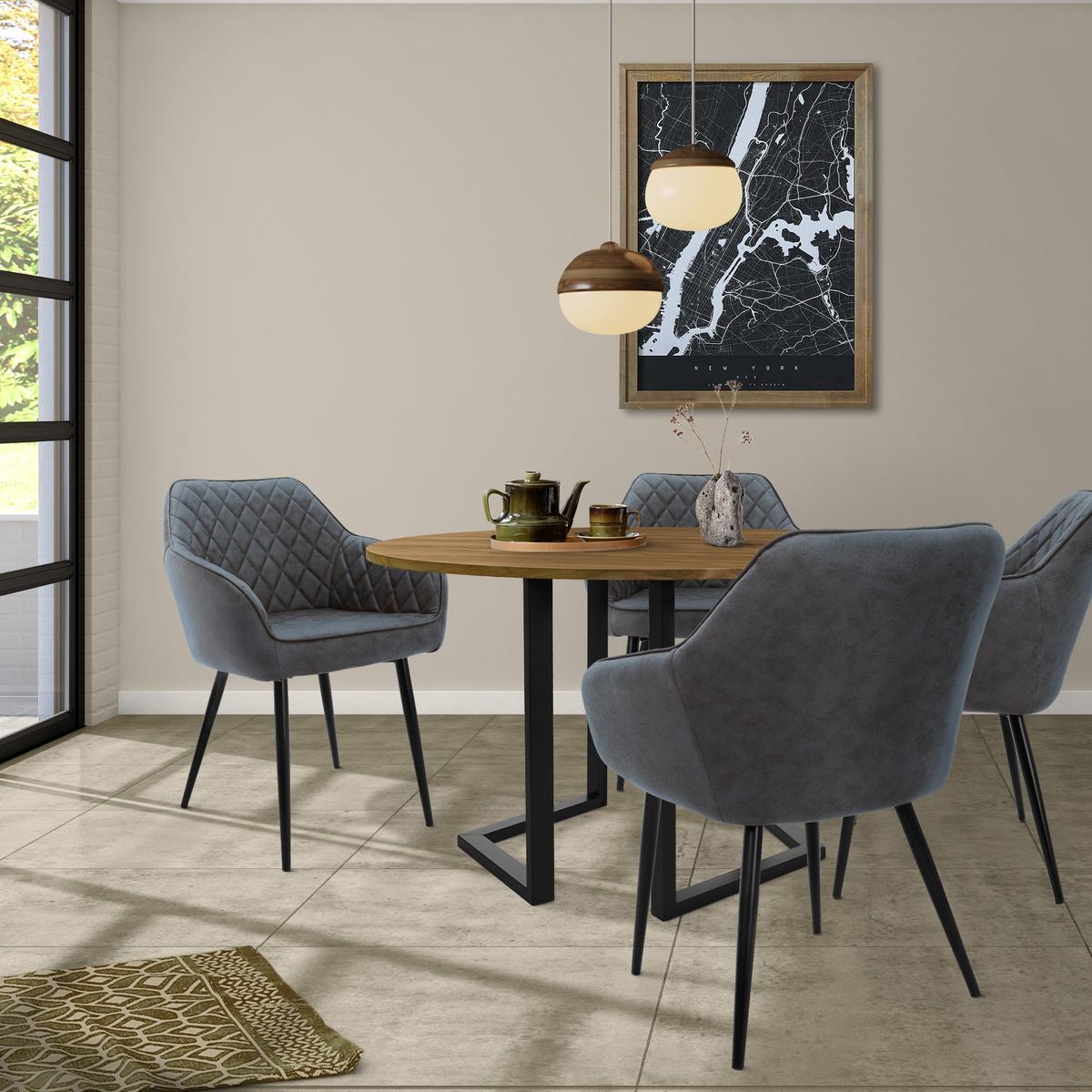ESSZIMMERSTUHL 4er Set Anthrazit Kunstleder - Anthrazit/Schwarz, Kunststoff/Metall (63/80/60cm) - ML-DESIGN