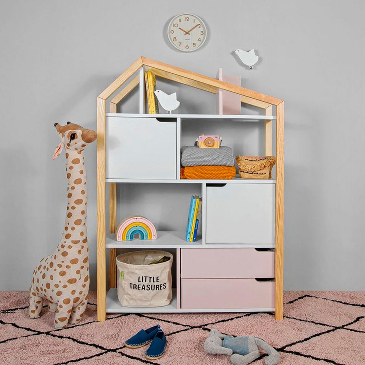 BÜCHERREGAL Rosa und weiß - Weiß, Holzwerkstoff (89/130/31cm) - Petits-meubles