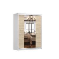 SCHWEBETÜRENSCHRANK 150/200/61 cm 2-türig Vista 01 Weiß/Sonoma Eiche - Alufarben/Weiß, Glas/Holzwerkstoff (150/200/61cm) - imoebel24