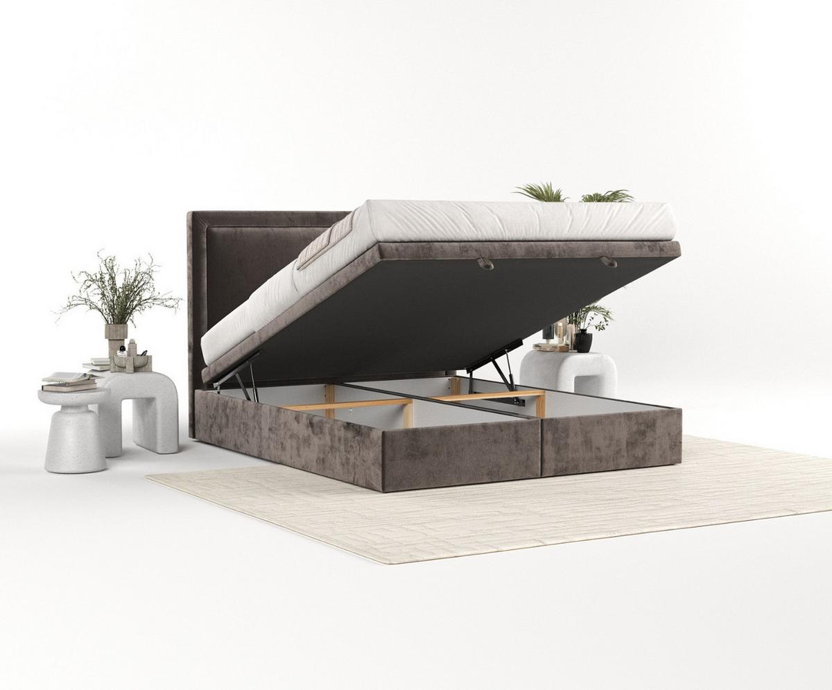 POLSTERBETT Salma mit Stauraum 140/200 cm Braun im Lotta Stoff - Schwarz/Braun, Holz/Holzwerkstoff (140/200cm) - AltaBeds