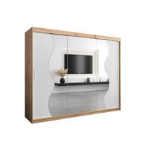 SCHWEBETÜRENSCHRANK 200/250/62 3-türig - Silberfarben/Weiß, Holz/Kunststoff (250/200/62cm) - MÖBEL KRYSPOL